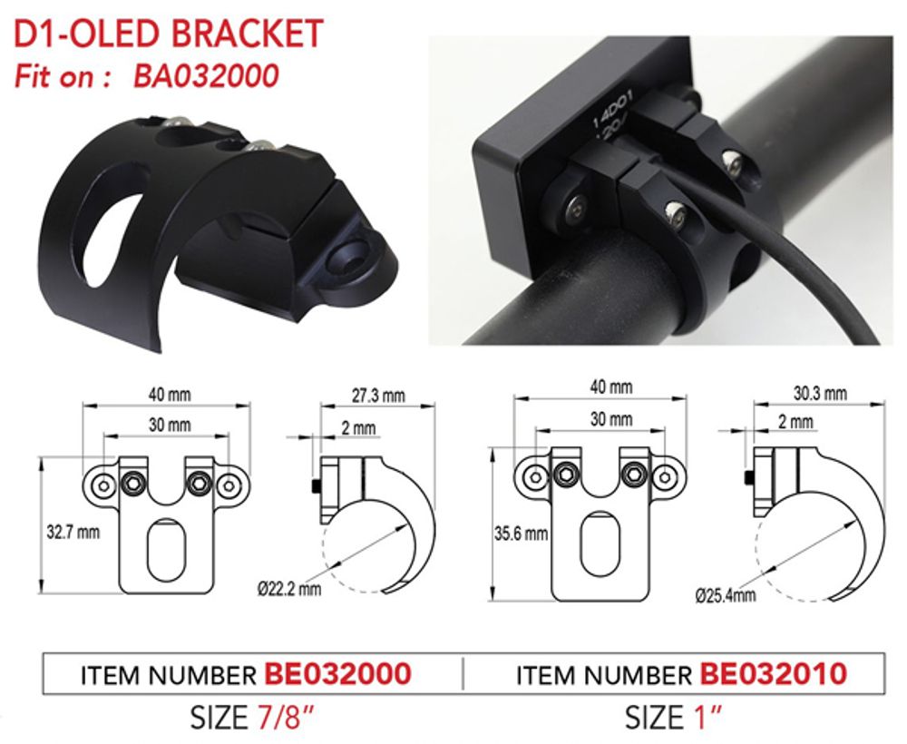 D1 OLED holder for 7.8 inch handlebars