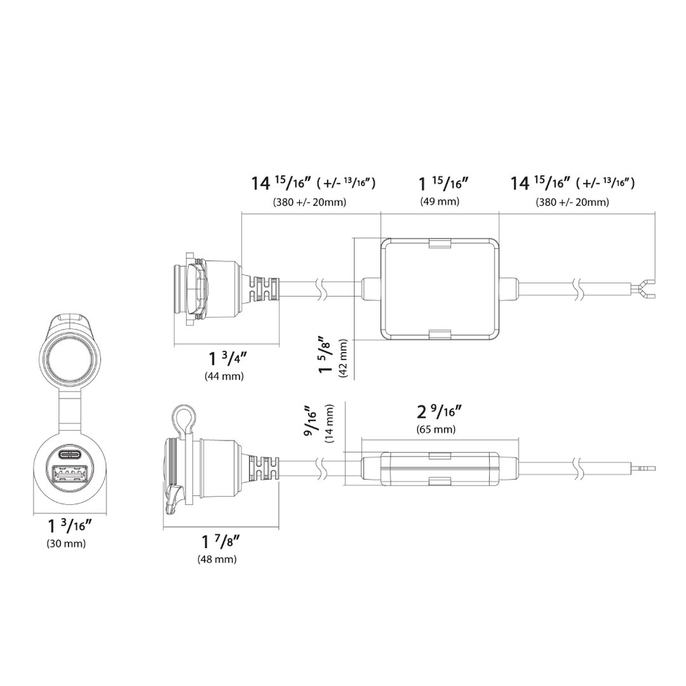 USB-Doppelladebuchse | Typ-C & Typ-A Adapter (Dual Quick Charge Funktion)