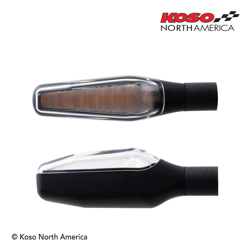 KOSO GW-04 indicators, E-approved, pair (2 pieces) tinted glass 