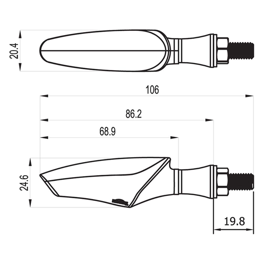 LED Blinker Infinity-F, schwarz, Rauchglas, Positionslicht vorn E-geprüft