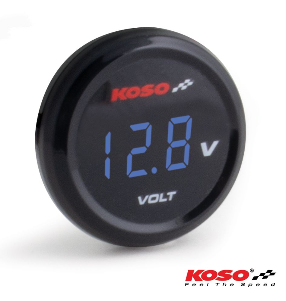 Koso Coin Voltmeter blue display 