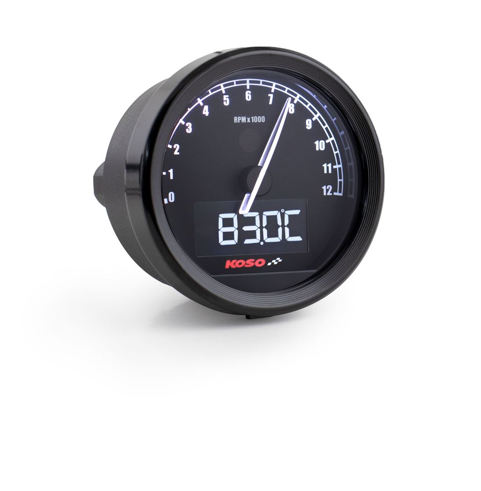 KOSO D48 TNT-05 tachometer 12000 RMP universal black ring