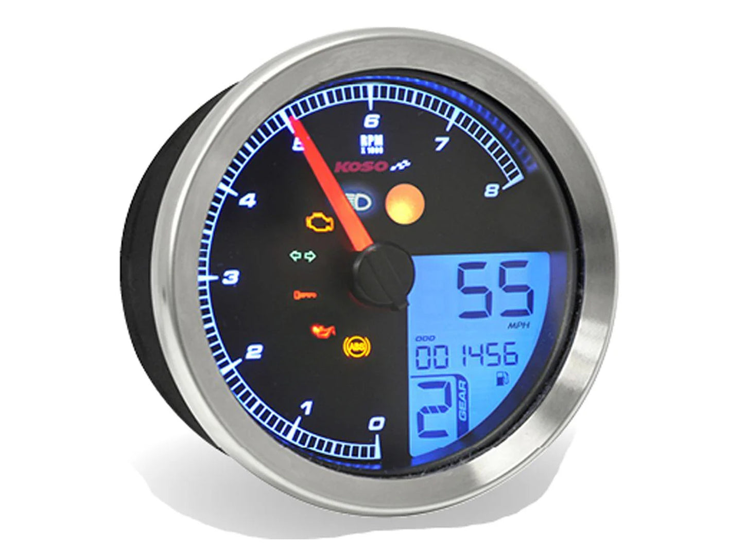 KOSO tachometer / speedometer suitable for Yamaha XV950/Bolt / Yamaha SCR950 with chrome ring, plug