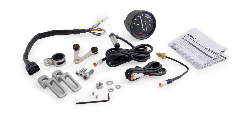 KOSO D60 TNT-05 speedometer up to 160 km/h, MPH ABE black ring