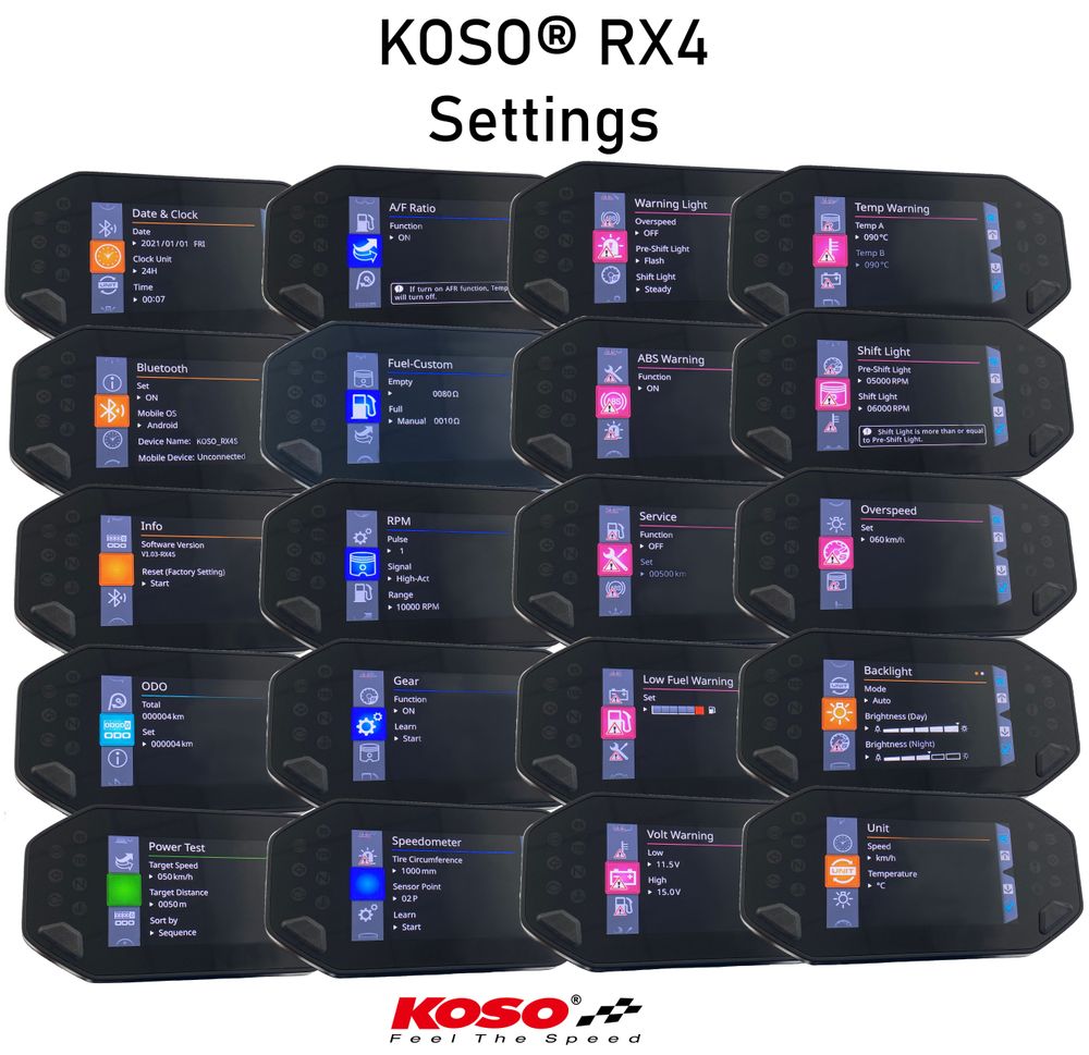 Koso RX4 passend für Yamaha MT-07 (2014-2020), MT-09 (2014-2016) , XSR 700 (2015-2021), XSR900 (2016-2021) ®