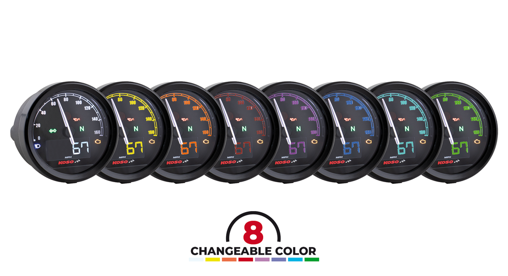KOSO D60 TNT-05 speedometer up to 160 km/h, MPH ABE black ring